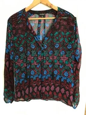 Lucky Brand Sheer Top Size M Long Sleeve Fairy Grunge Whimsigoth Black
